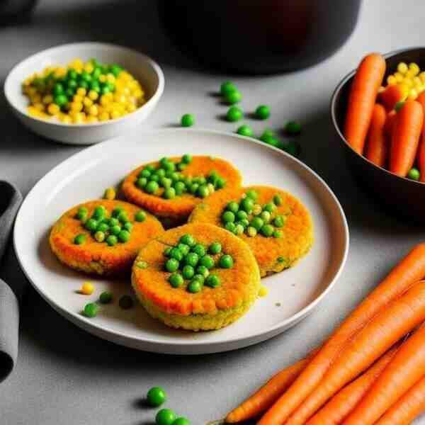 Морковные котлеты с горошком и кукурузой
